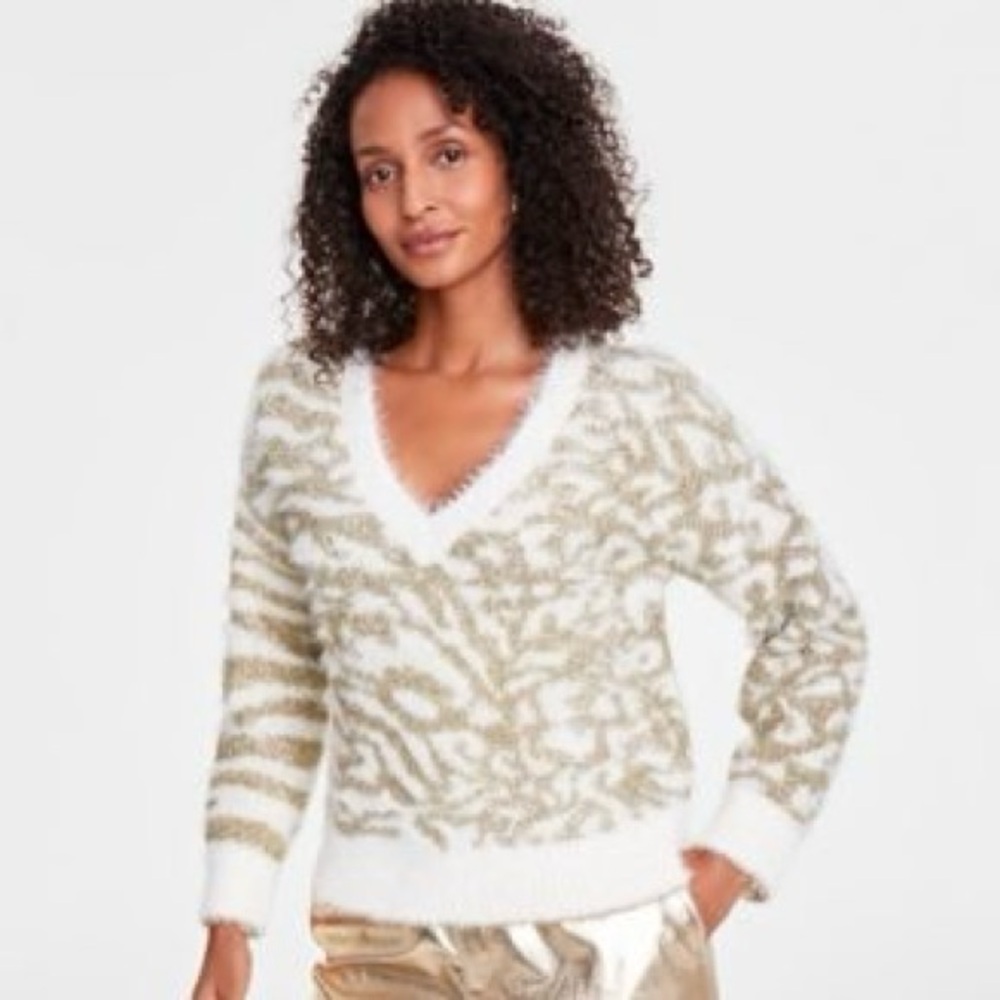 I.N.C International Concepts Women's Metallic Print Sweater